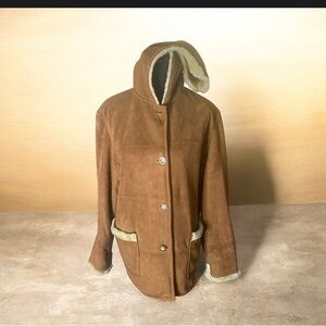 Gallery faux Suede tan Jacket with Hood